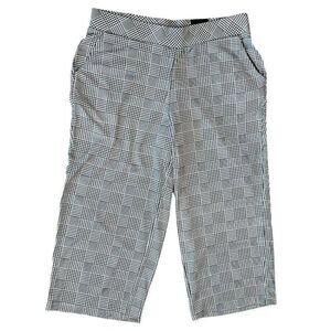 Torrid Size 0 Cropped Dress Pants Houndstooth Black White Pull On Large 12 NWT